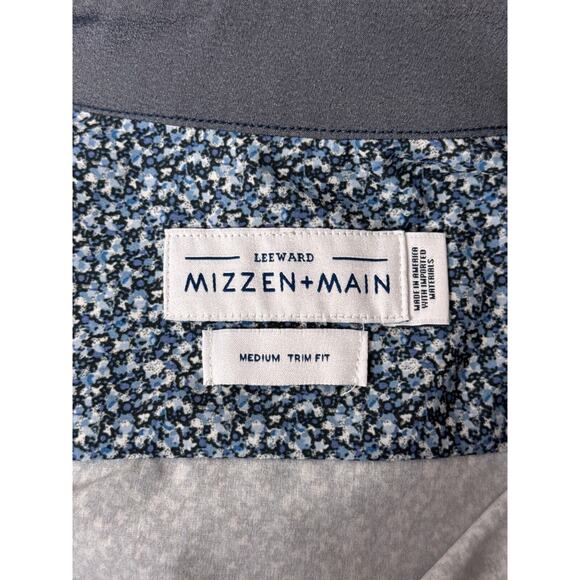 New Mizzen Main Shirt Medium Mens Leeward Trim Fit Blue Floral Performance - Picture 7 of 8